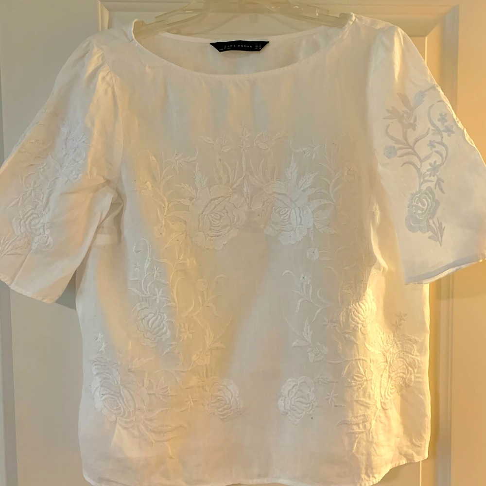 White zara shirt linen